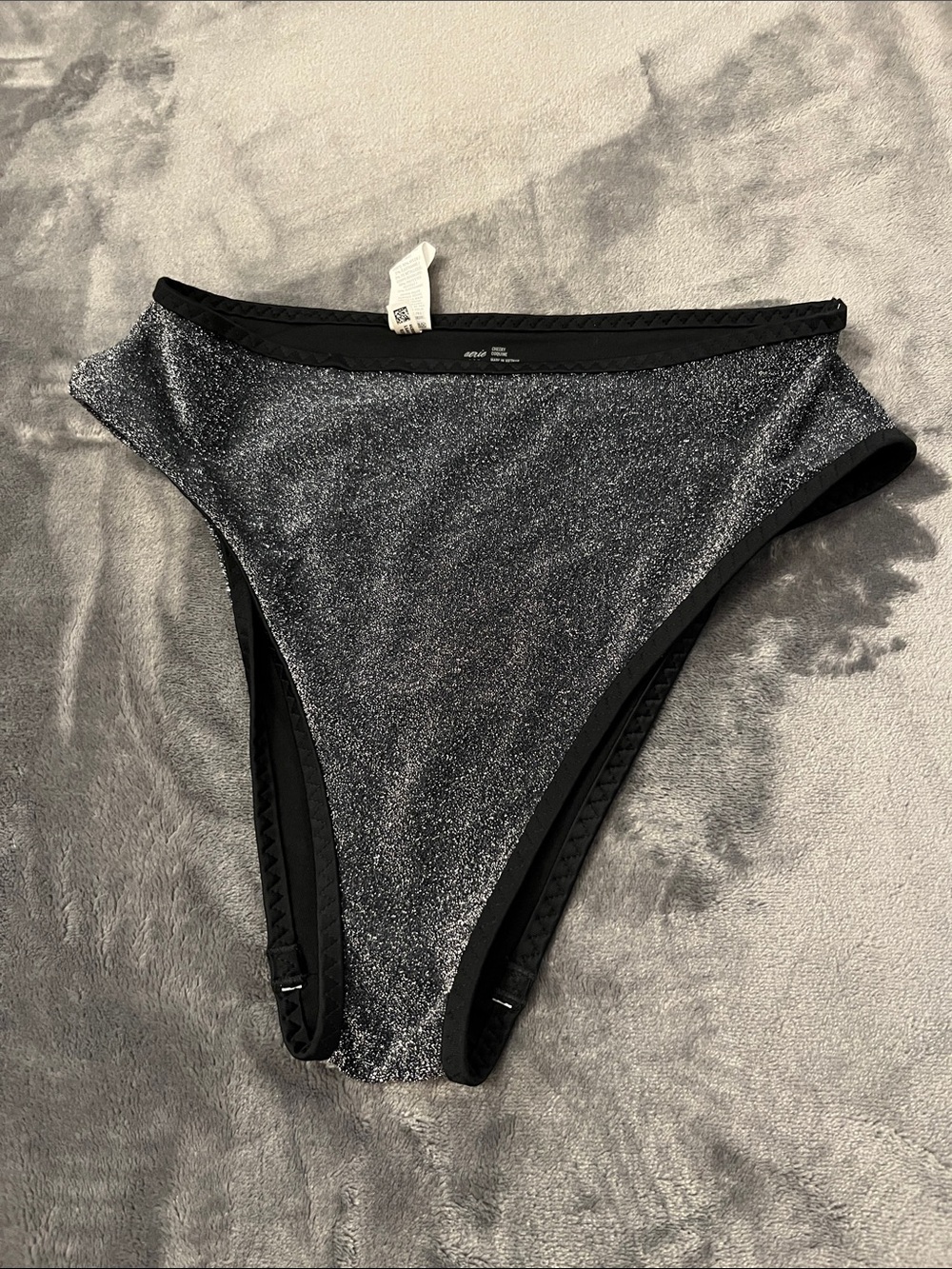 aerie Black Shimmer High-Cut Bikini Bottom